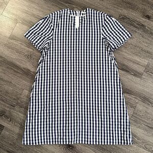 Mansur Gavriel Navy White Gingham Dress